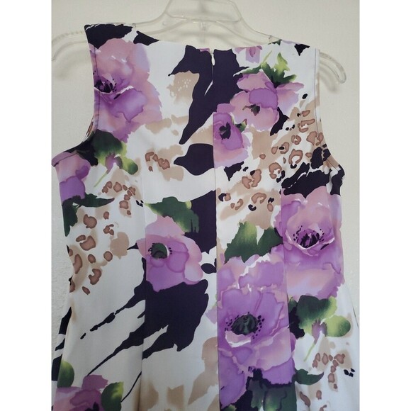 Connected Apparel Womens Floral Sleeveless Dress Size 10 P Colorful Purple - Picture 8 of 15